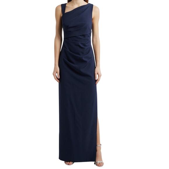 Vince Camuto draped asymmetric sleeveless gown dress blue size 12 - Picture 1 of 7